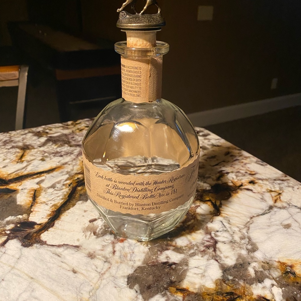 Empty Blanton’s Bourbon bottle, letter N, dump date 5/26/21.
